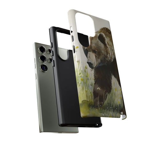 Grizzly Bear in a Field - Impact Resistant Phone Case